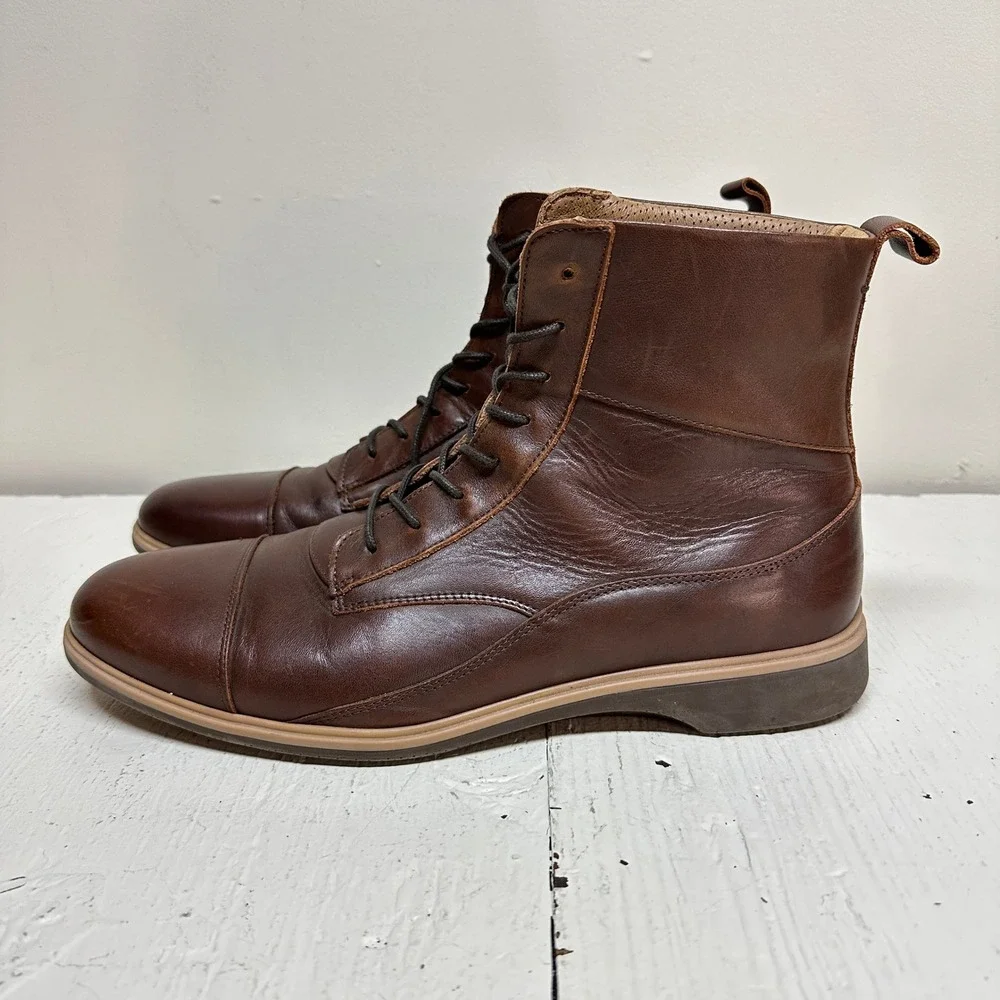 Amberjack Men's The‎ Boot Chestnut Brown Leather Lace Up Ankle Boots Size 11 M